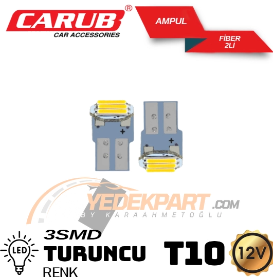 CARUB Ampul 12V T10 Fiber Cob Led Turuncu